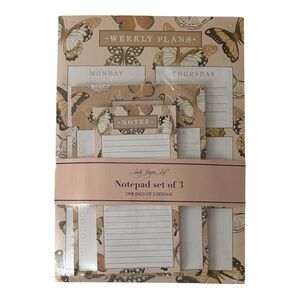 Lady Jayne  Butterfly Design Notepad Set - Cream and Brown